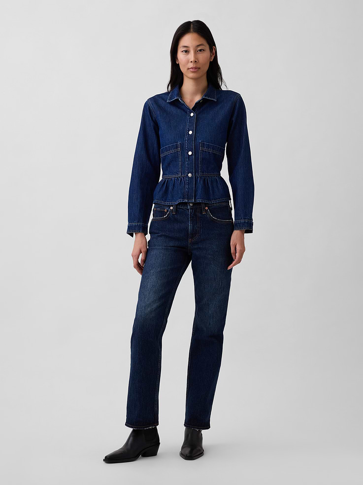 Image number 5 showing, Denim Fitted Peplum Top