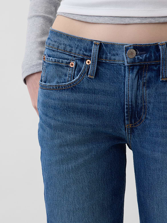 Mid Rise Relaxed Straight Jeans