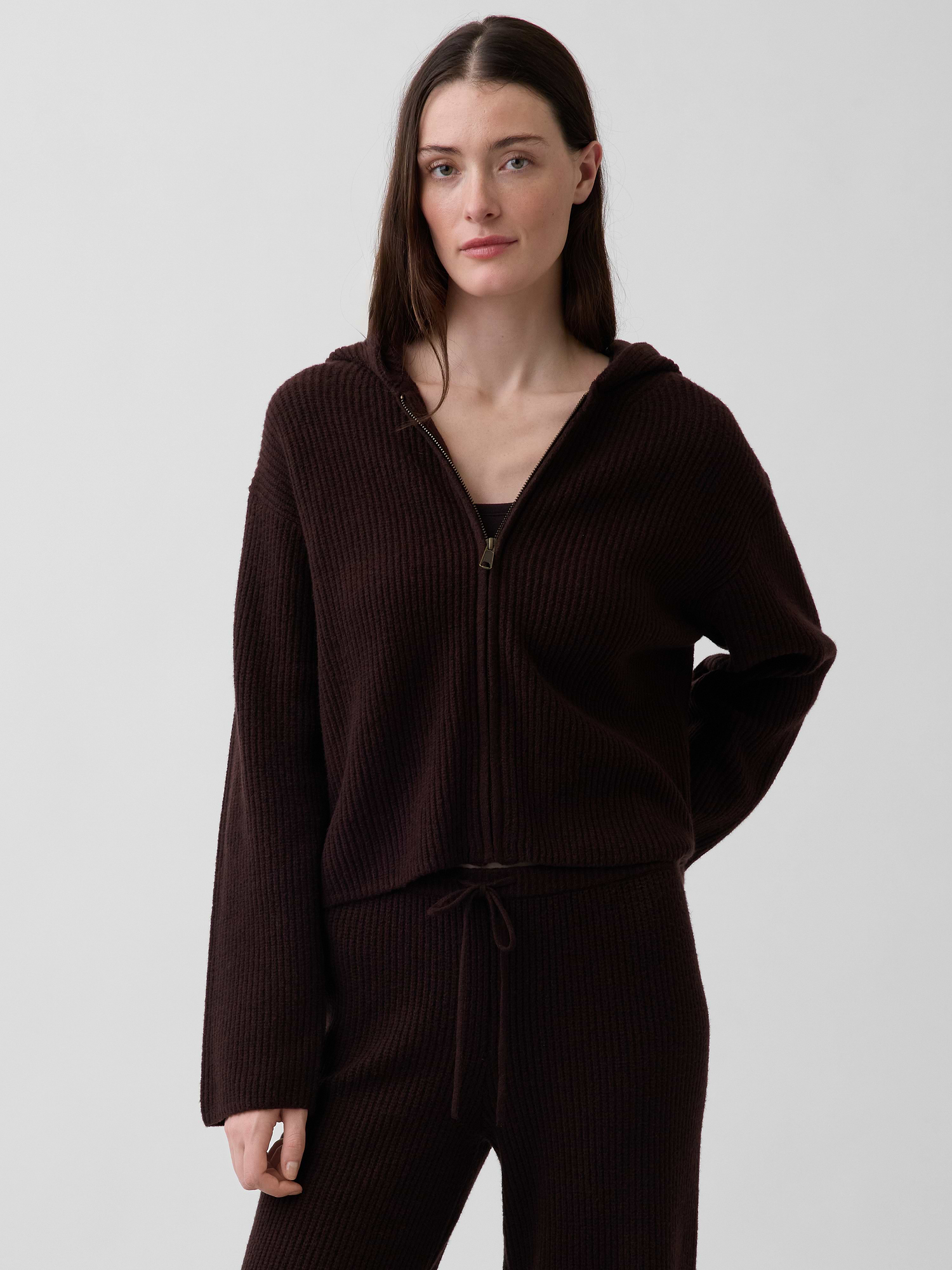 CashSoft Oversized Shaker-Stitch Zip Hoodie | Gap