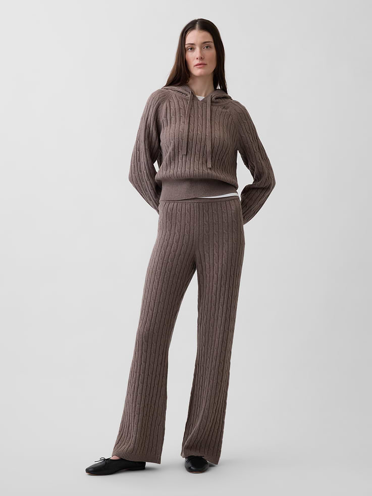 Image number 1 showing, CashSoft Cable-Knit Sweater Pants