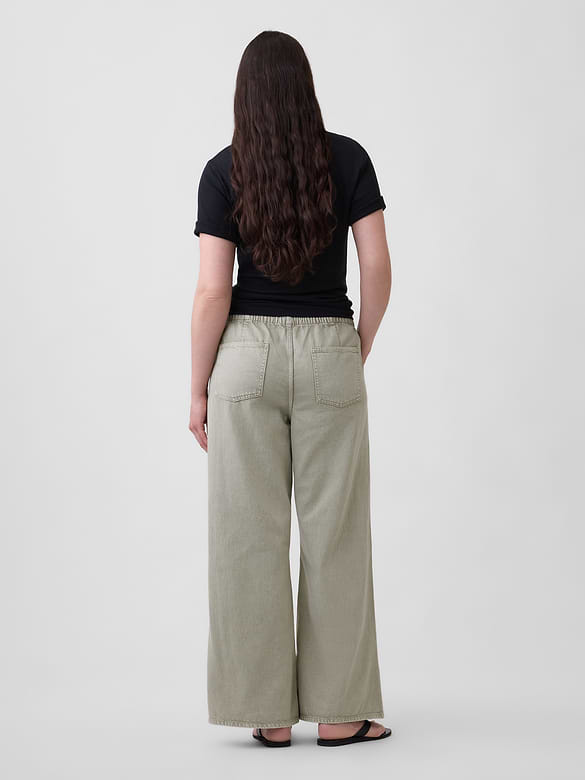 Mid Rise Soft Pull-On Wide-Leg Jeans