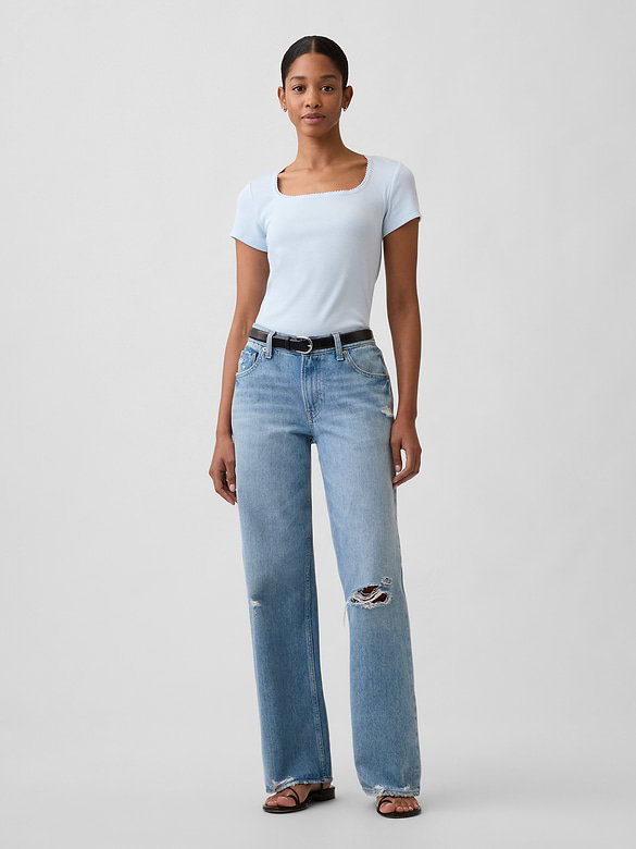 Ribbed Squareneck Top