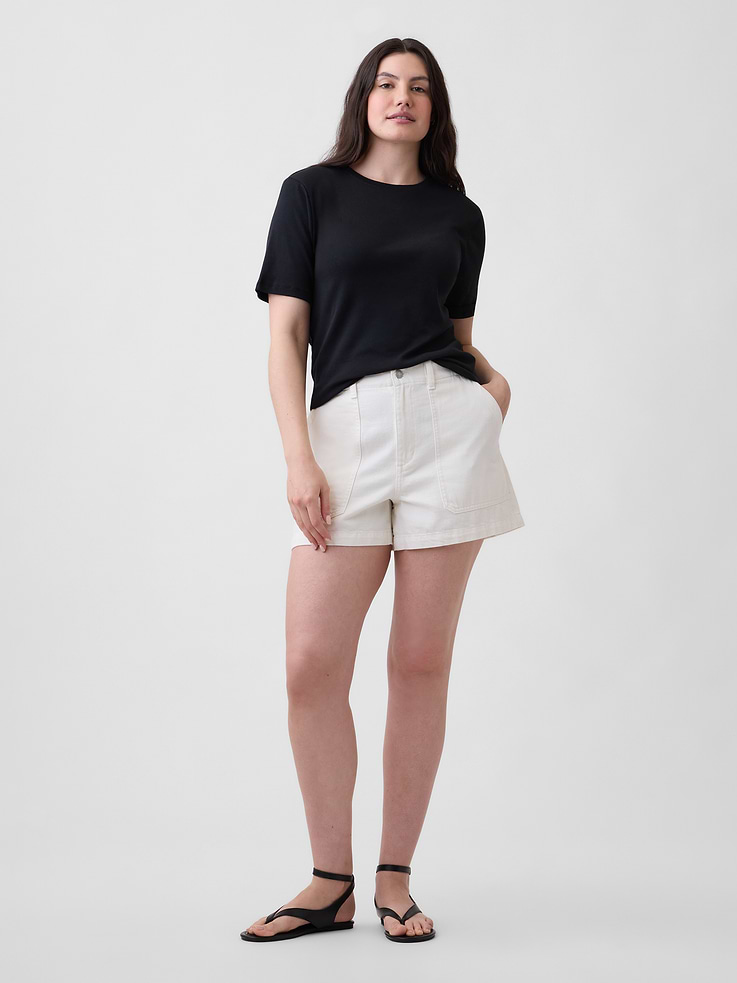 Image number 5 showing, 4" High Rise Soft Denim Utility Shorts
