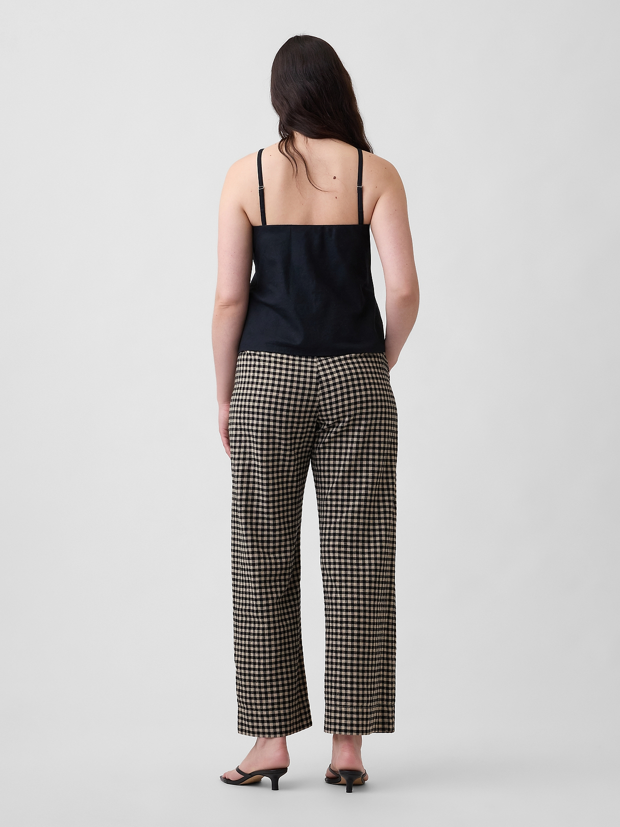High Rise Linen-Blend Straight Crop Pants | Gap Factory