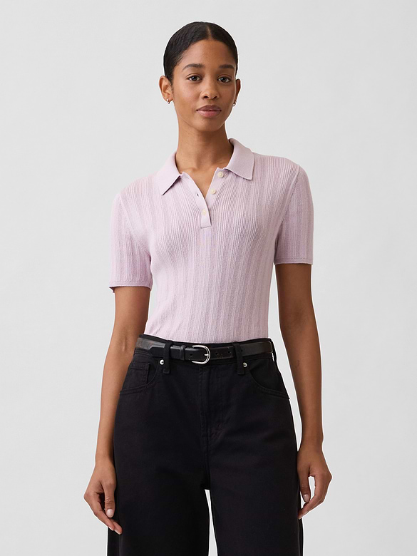 Ribbed Sweater Polo Shirt