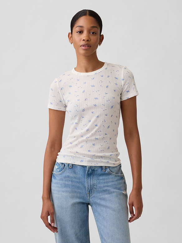 Essential Ribbed Pointelle T-Shirt