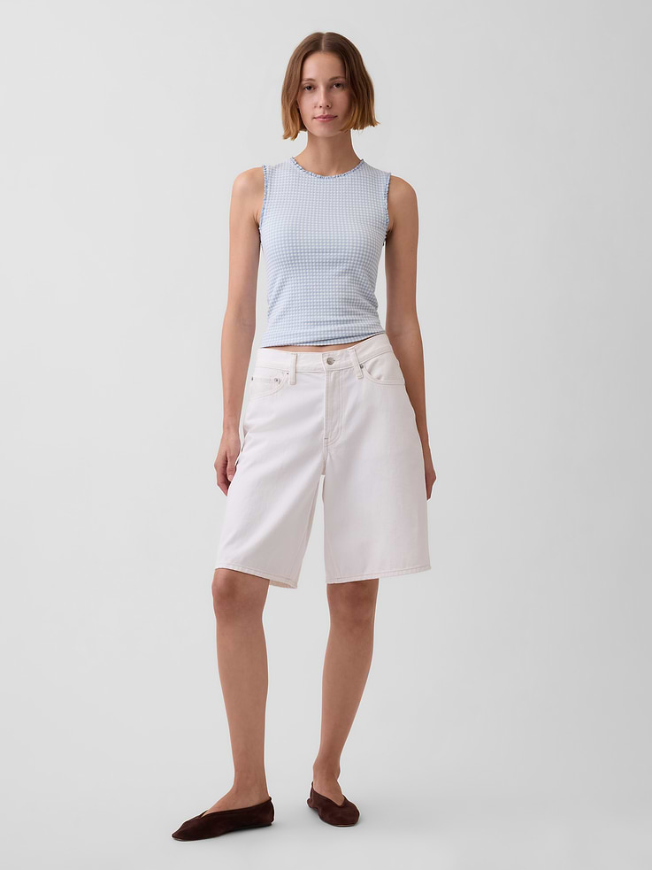 Image number 2 showing, Gingham Pointelle Shell Tank Top