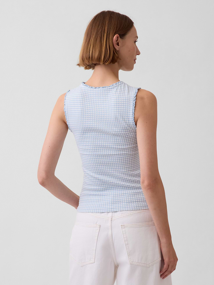 Image number 3 showing, Gingham Pointelle Shell Tank Top