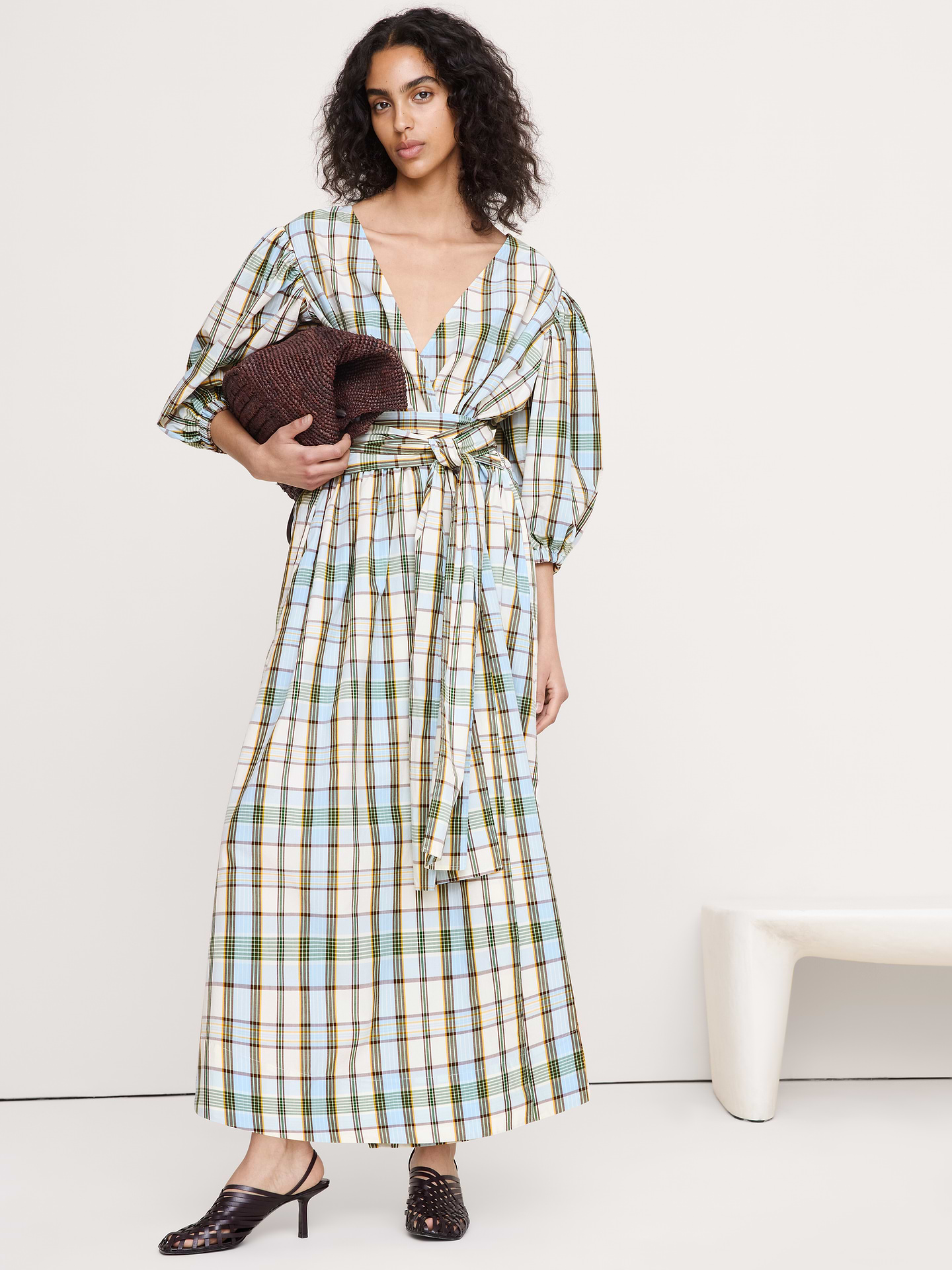 Image number 1 showing, Lightweight Cotton Wrap Maxi Dress