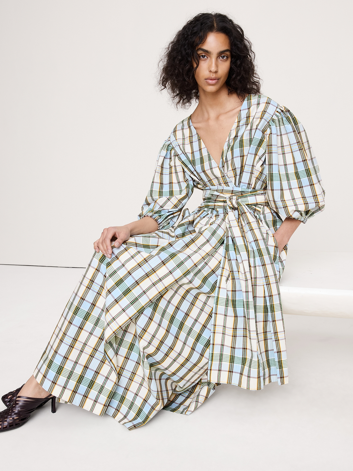 Lightweight Cotton Wrap Maxi Dress | Banana Republic