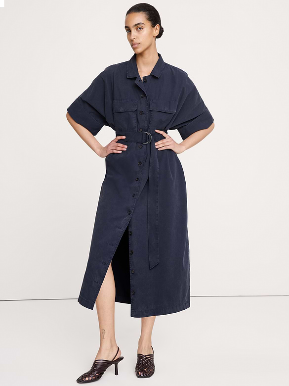 Utility Overdye Cotton Shirt Dress