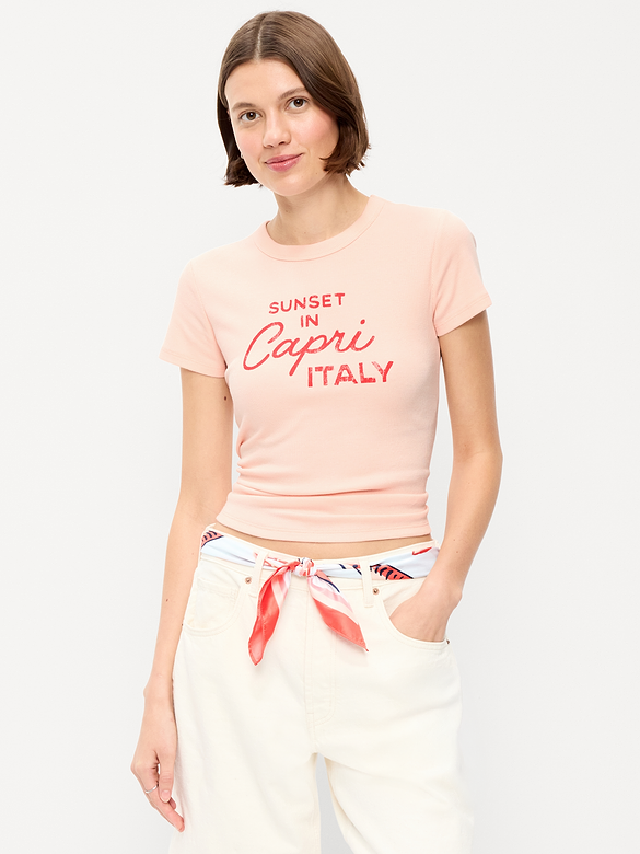 T-shirt moulant à imprimé