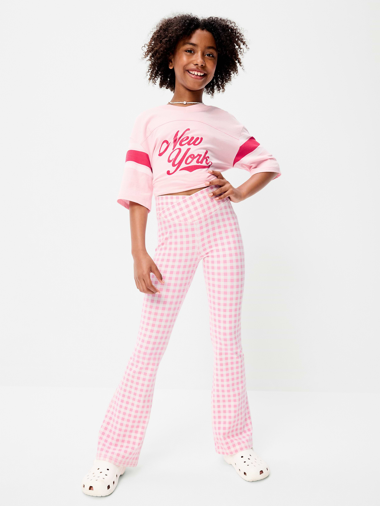 Image number 5 showing, High-Waisted PowerChill Crossover Flared Leggings for Girls