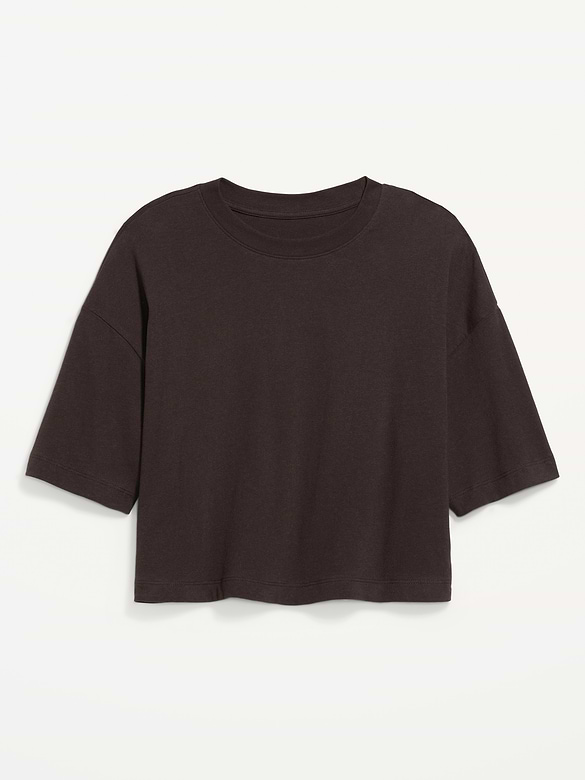 Vintage Crew-Neck Oversized Crop T-Shirt