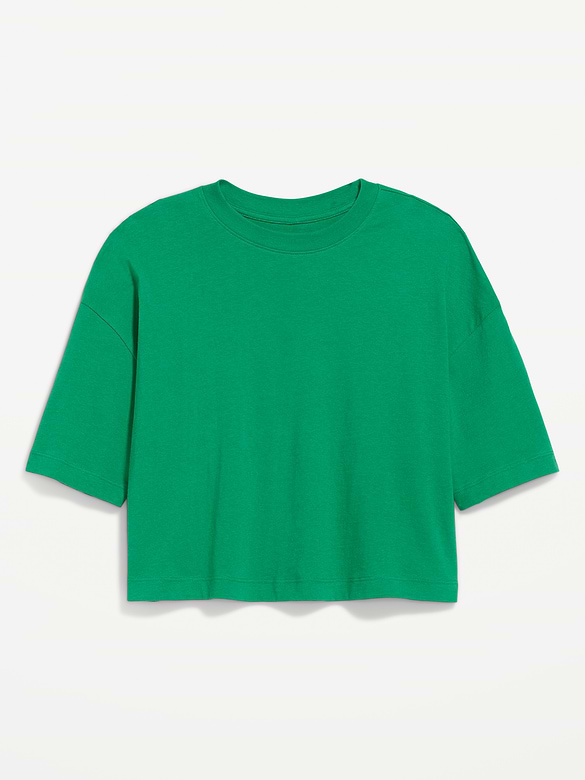Vintage Crew-Neck Oversized Crop T-Shirt