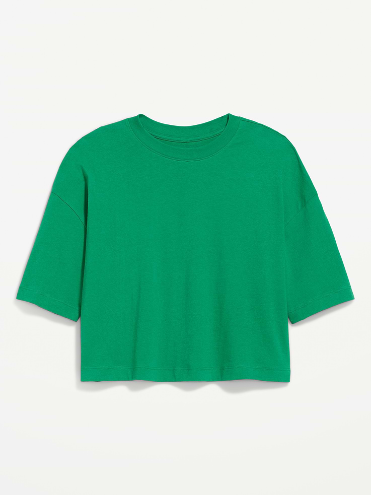 Image number 4 showing, Vintage Crew-Neck Oversized Crop T-Shirt