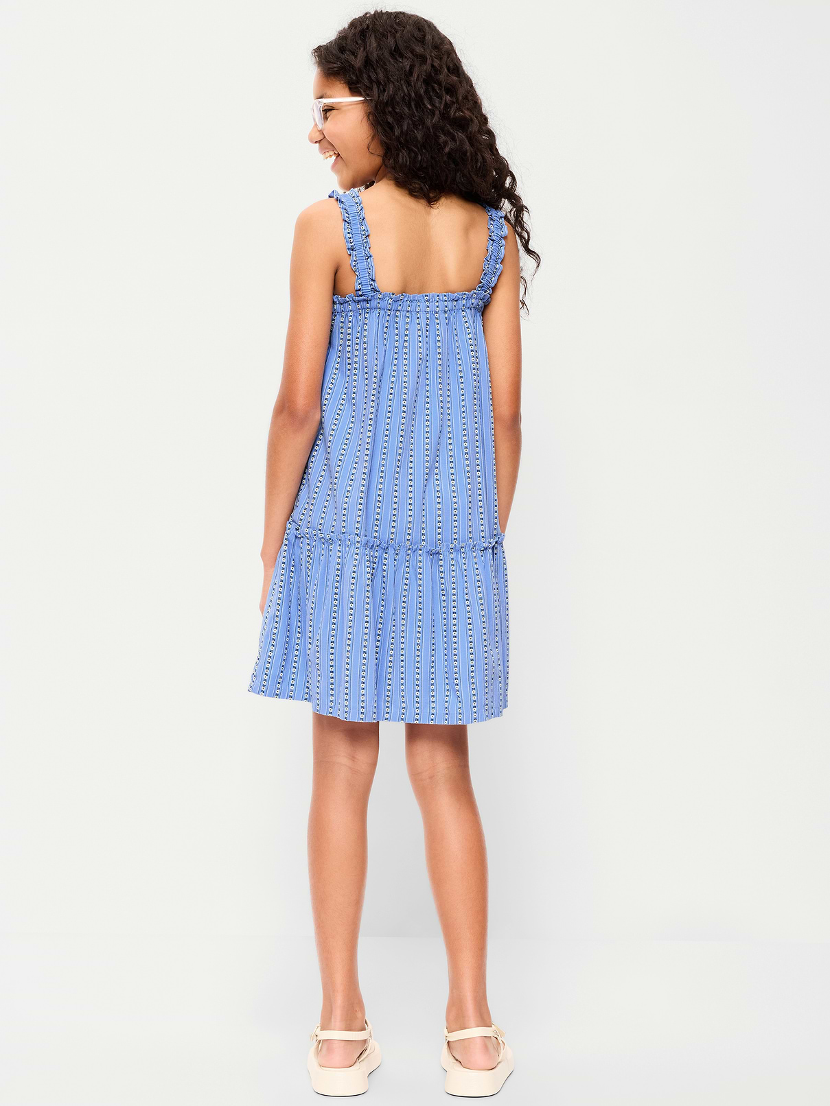 Image number 2 showing, Printed Sleeveless Ruffled Swing Dress for Girls