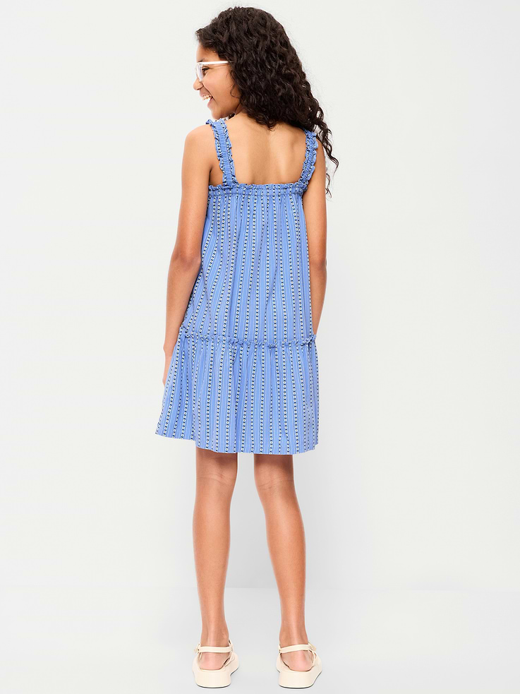 Image 2 of 3, Printed Sleeveless Ruffled Swing Dress for Girls