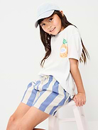 Image number 3 showing, High-Waisted Pull-On Striped Twill Shorts for Girls