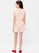 Image number 2 showing, Short-Sleeve French Terry Utility Romper for Girls