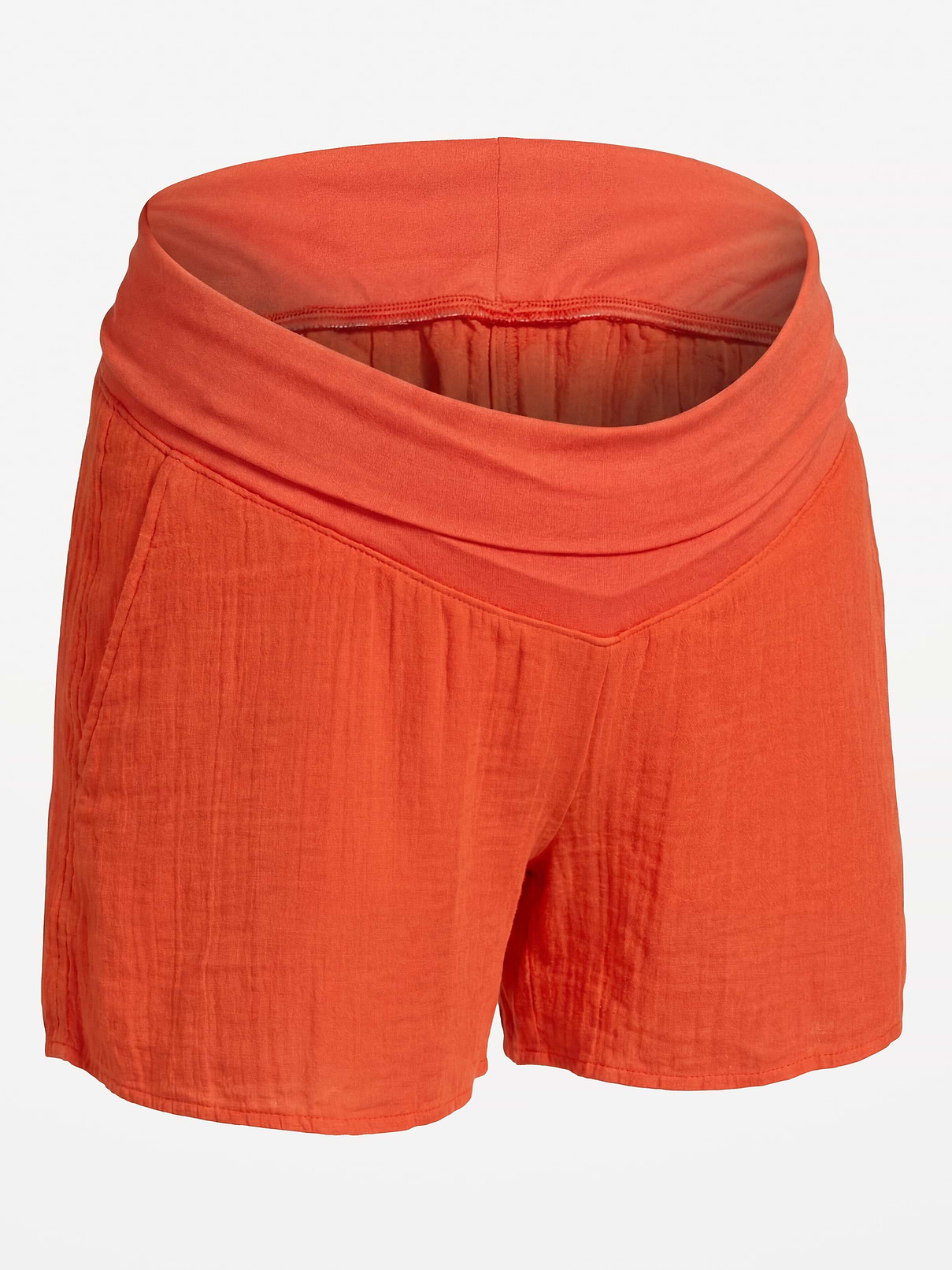 Image number 2 showing, Maternity Foldover-Waist Relaxed Pull-On Crinkle Gauze Shorts