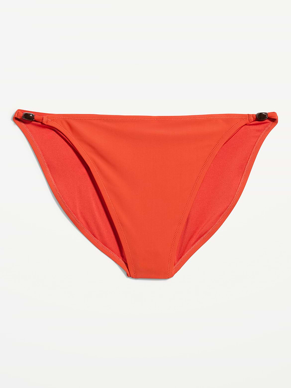 Beaded Mid-Rise Bikini Swim Bottoms