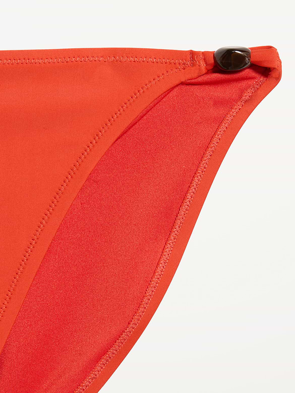 Beaded Mid-Rise Bikini Swim Bottoms