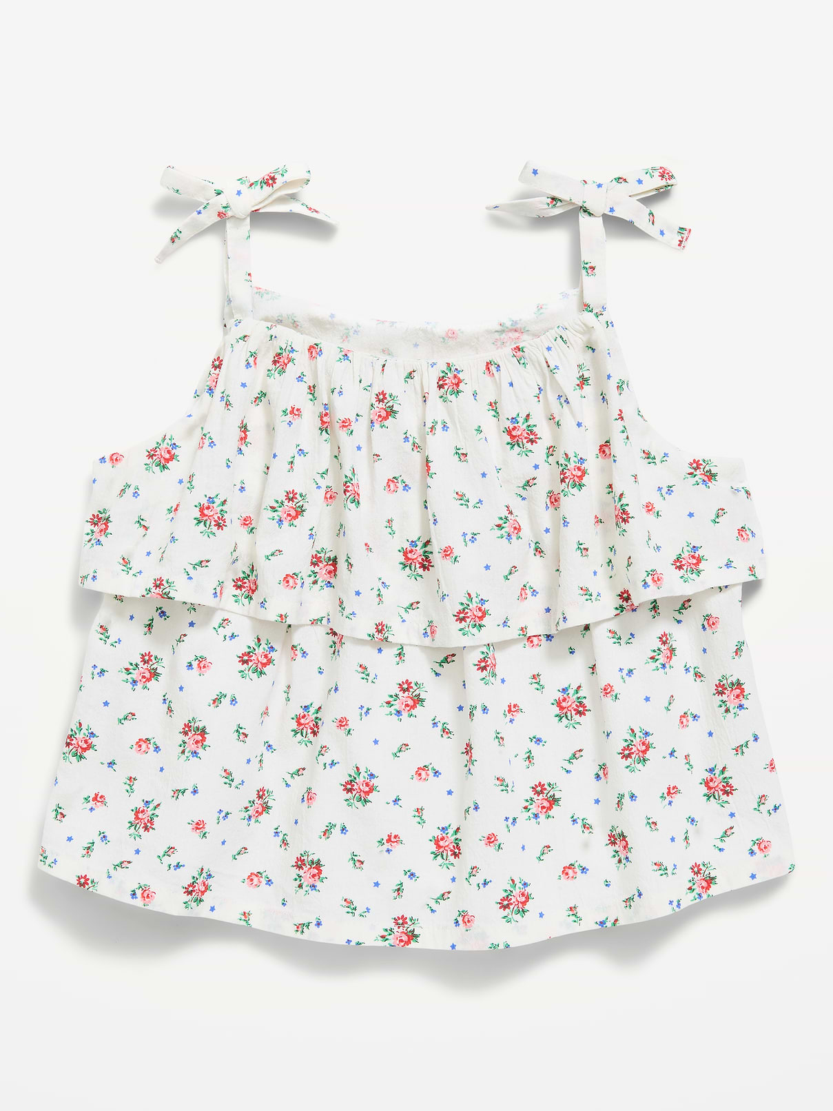 Image number 1 showing, Printed Sleeveless Crinkled Tie-Strap Top for Toddler Girls