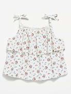 Image number 1 showing, Printed Sleeveless Crinkled Tie-Strap Top for Toddler Girls