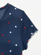 Image number 2 showing, Ribbed Lettuce-Edge Pajama Top and Shorts Set for Girls