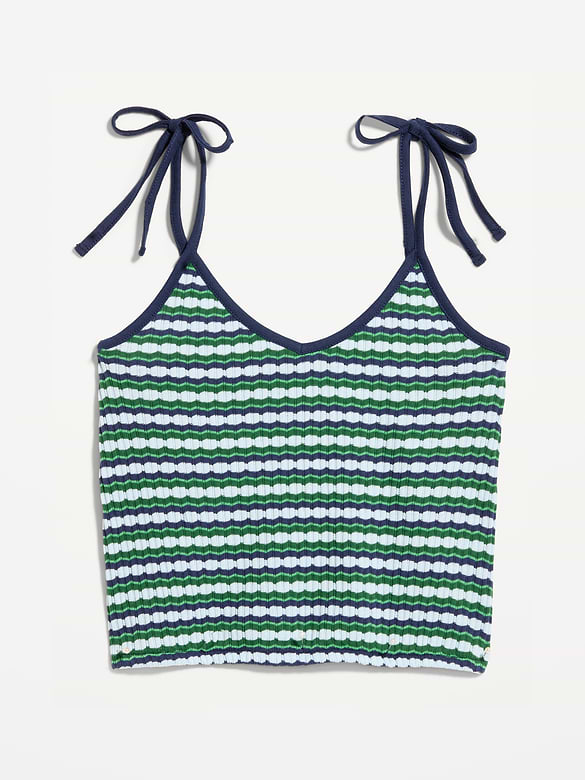 Camisole à bretelles à nouer en tricot pointelle