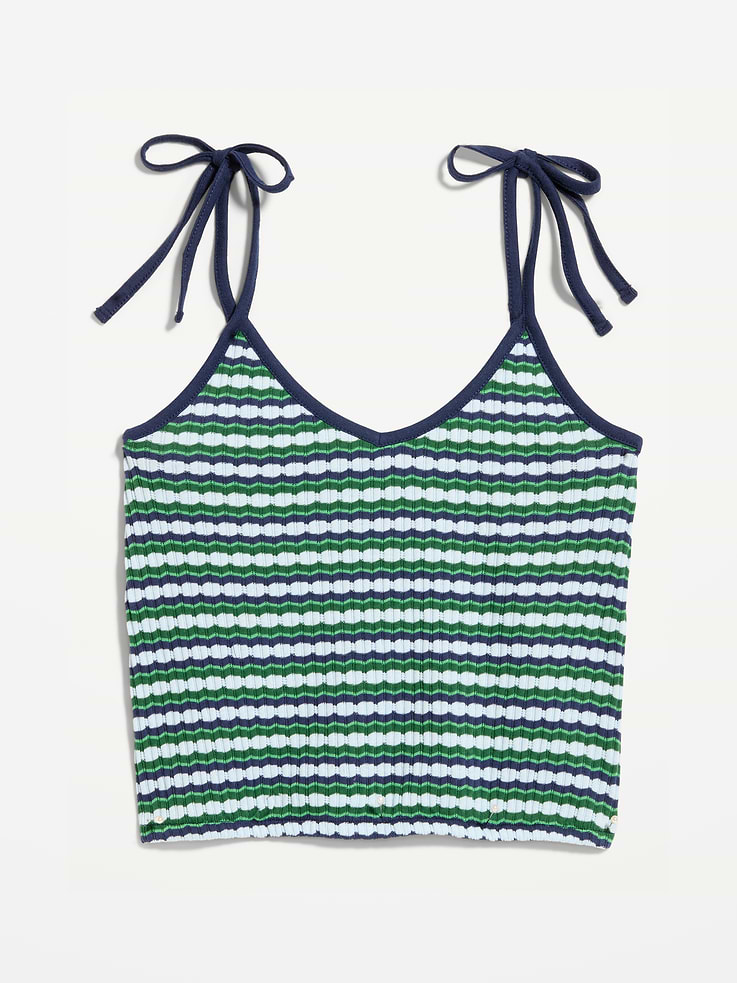 Image number 4 showing, Sleeveless Pointelle Tie-Strap Tank Top