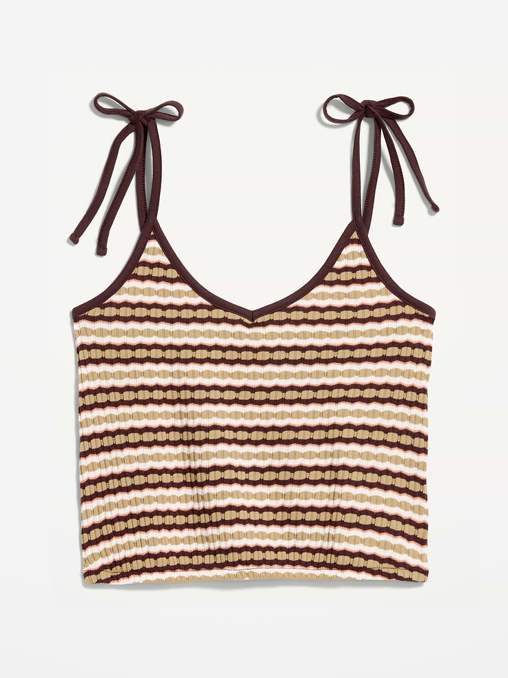 Image number 4 showing, Sleeveless Pointelle Tie-Strap Tank Top