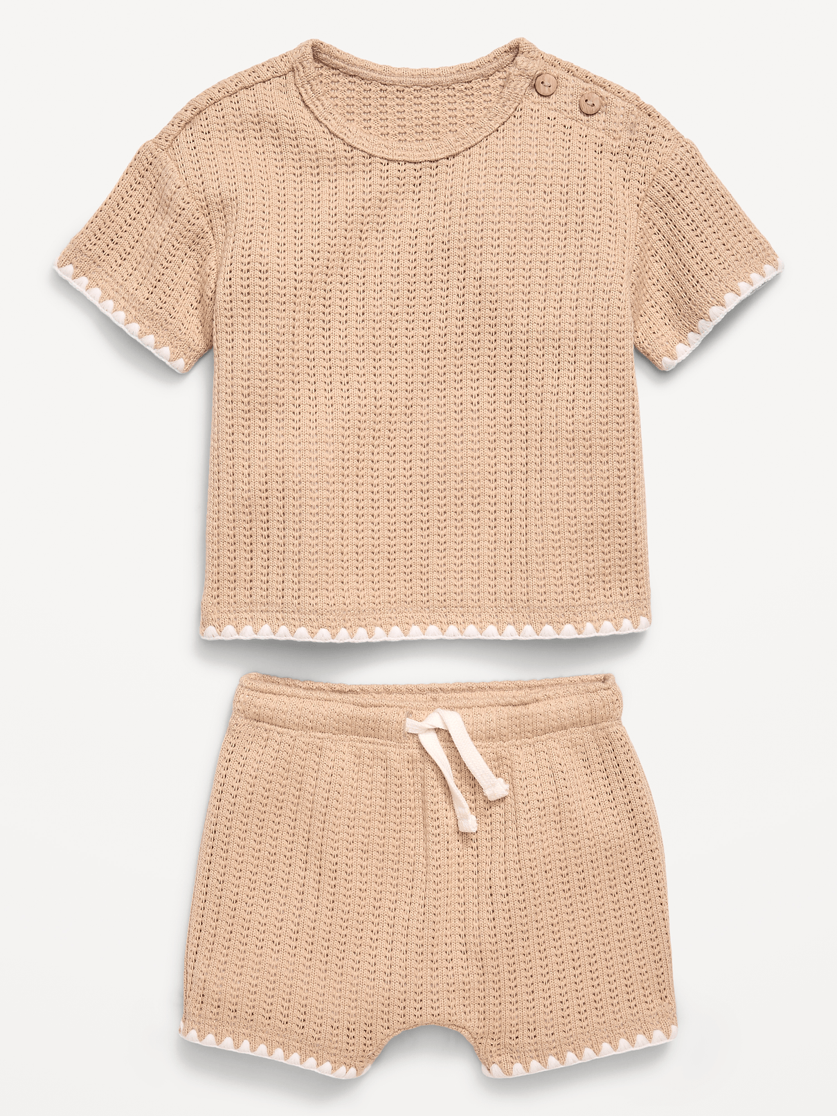 Image number 4 showing, Short-Sleeve Crochet-Knit Top and Shorts Set for Baby