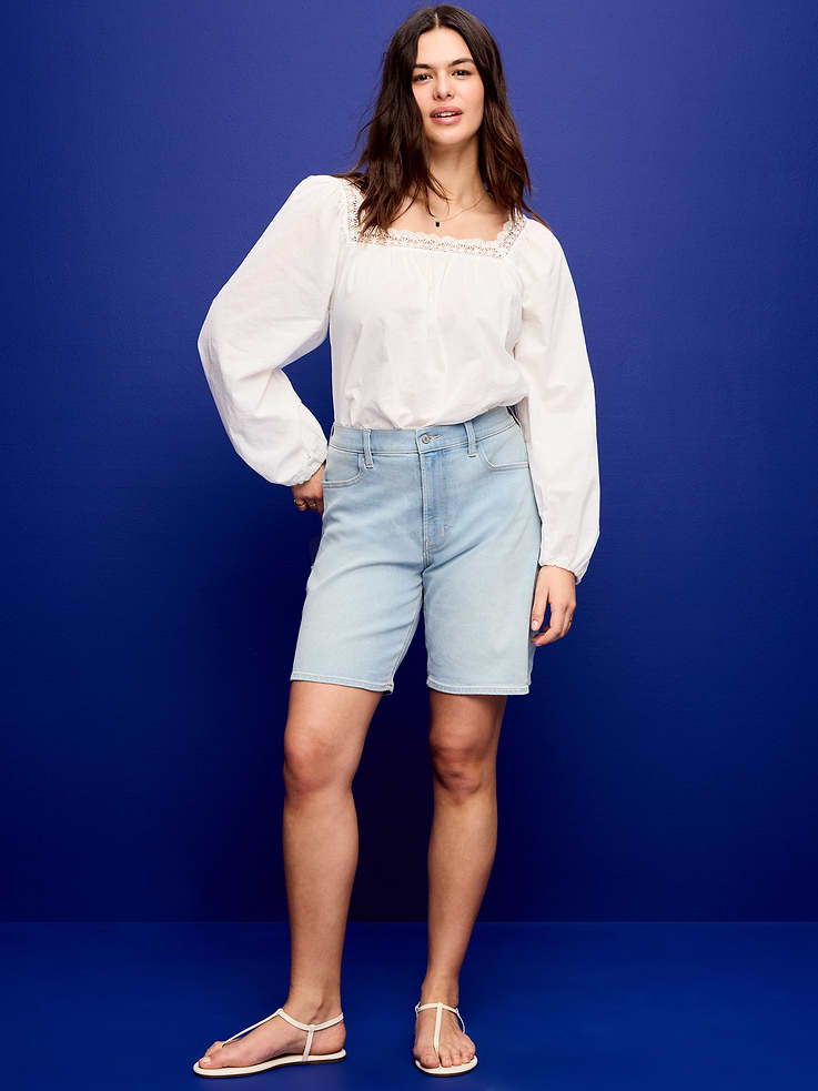 Image number 6 showing, High-Waisted Wow Jean Shorts -- 9-inch inseam