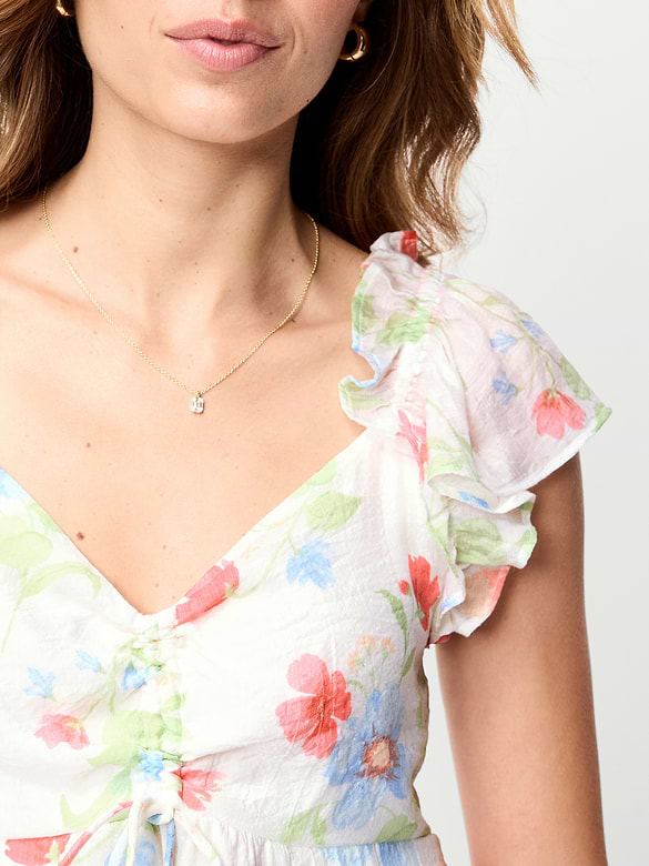 Flutter-Sleeve Fit & Flare Mini Dress
