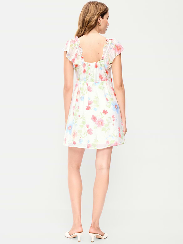 Flutter-Sleeve Fit & Flare Mini Dress