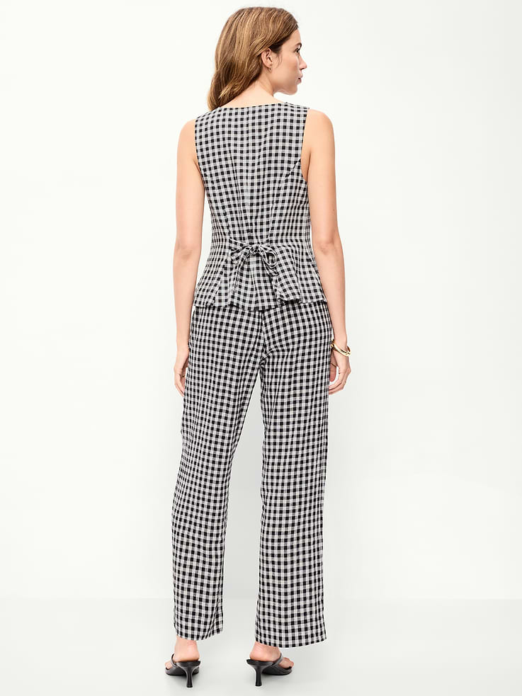 Image number 3 showing, High-Waisted Linen-Blend Straight-Leg Pants