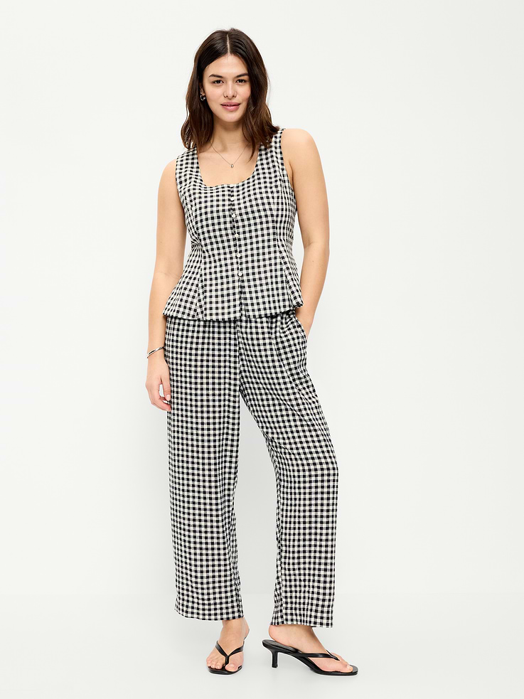 Image number 7 showing, High-Waisted Linen-Blend Straight-Leg Pants