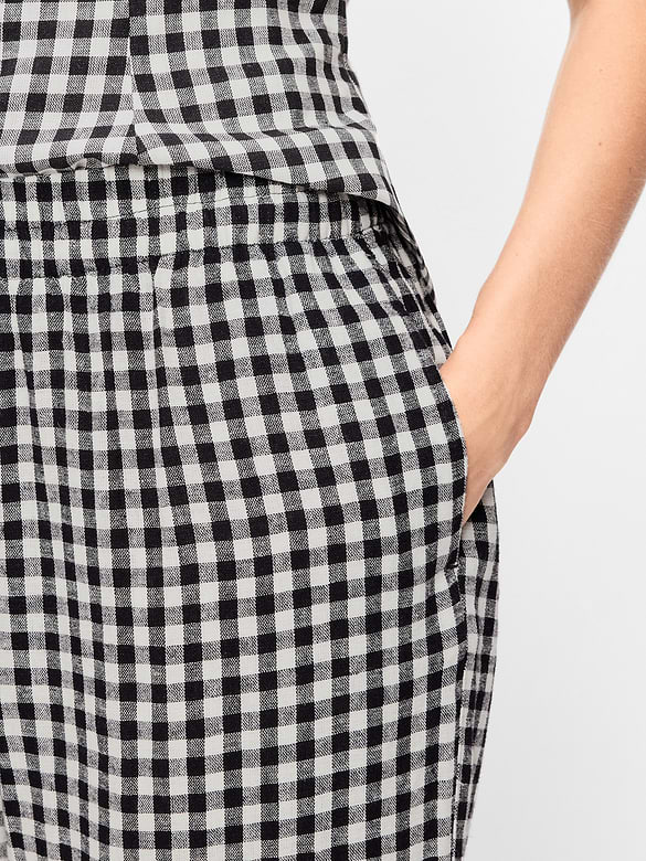 High-Waisted Linen-Blend Straight-Leg Pants