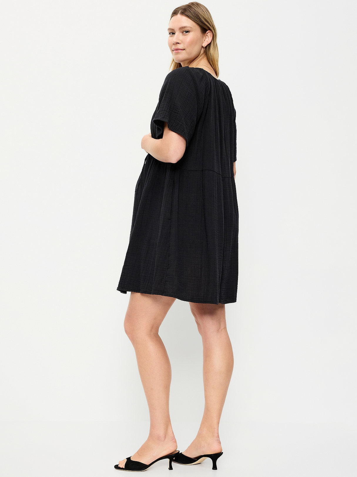 Maternity Crinkle Gauze Flutter-Sleeve Mini Swing Dress | Old Navy