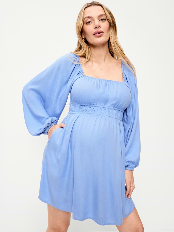 Maternity Long-Sleeve Fit & Flare Dress