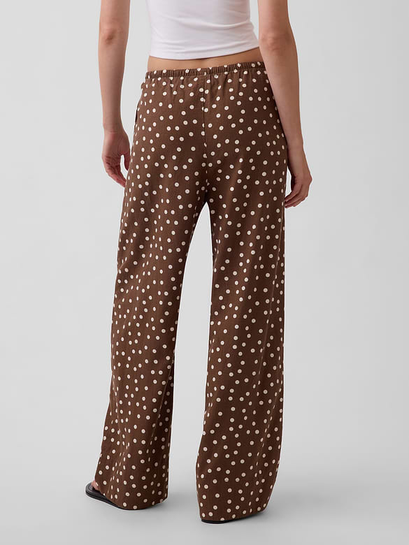 Linen-Blend Easy Wide-Leg Pants