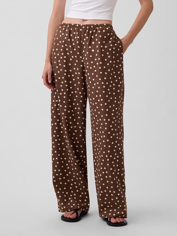Linen-Blend Easy Wide-Leg Pants