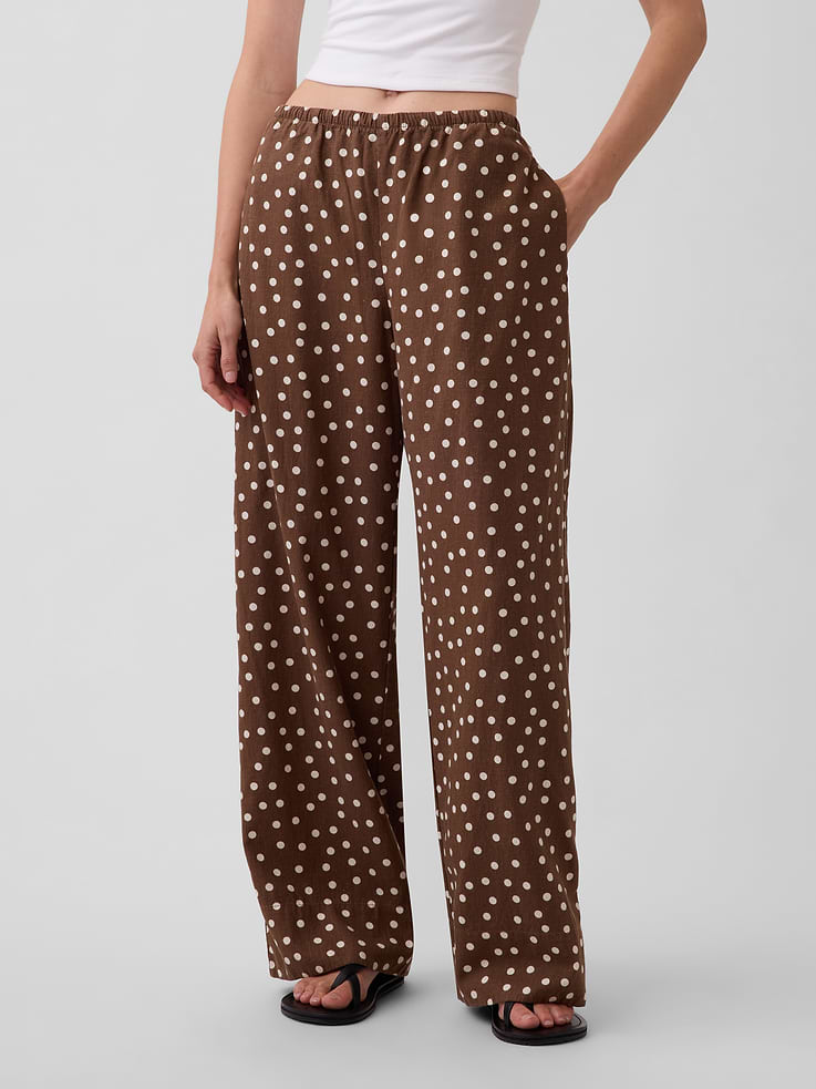 Image number 2 showing, Linen-Blend Easy Wide-Leg Pants