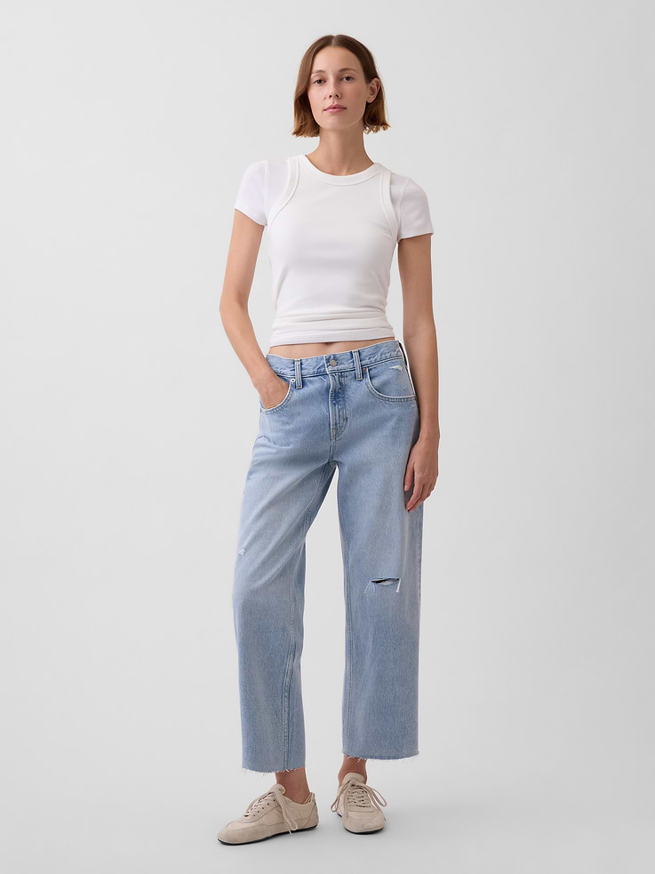Image number 1 showing, Low Slung Relaxed Crop Jeans