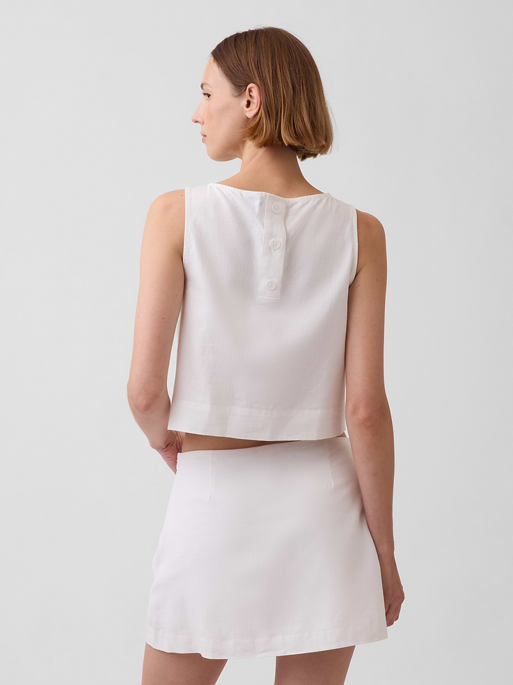 Image number 3 showing, Linen-Blend Crop Shell Tank Top
