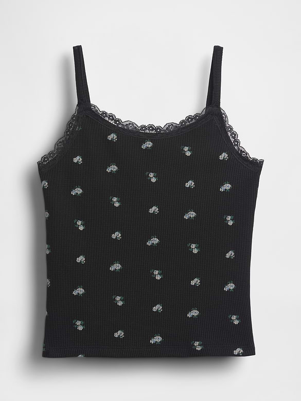 Kids Waffle Lace-Trim Cami
