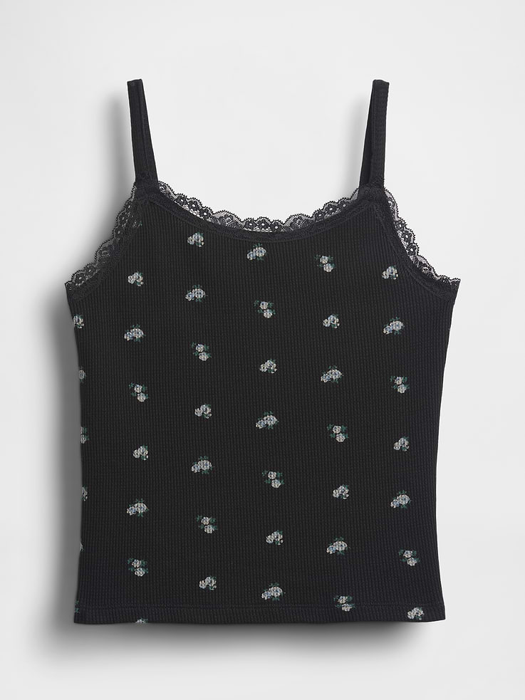Image number 2 showing, Kids Waffle Lace-Trim Cami