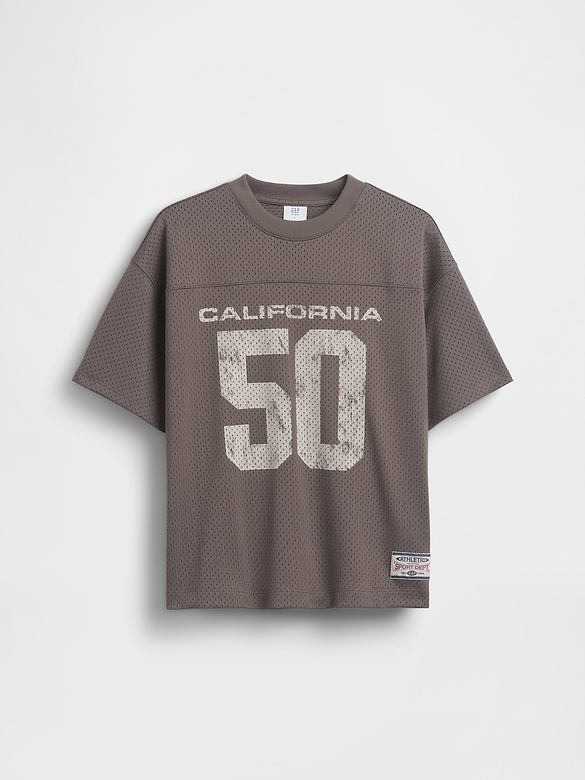 Kids Mesh Oversized Graphic Jersey T-Shirt